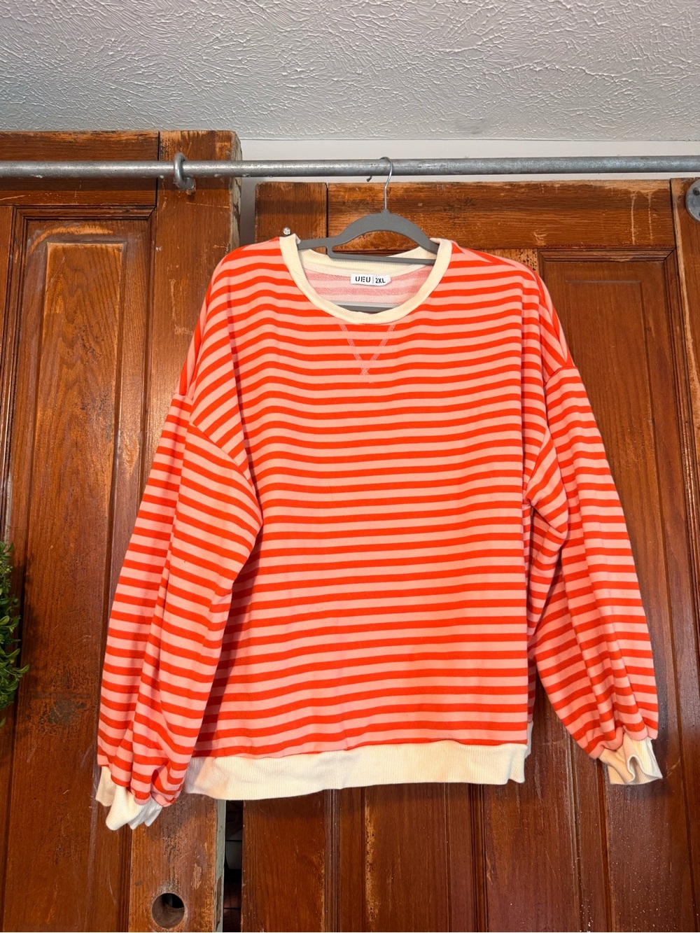 UE Orange & Cream Striped Crewneck Sweatshirt